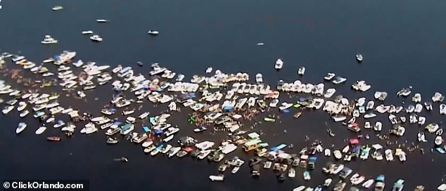 During the infamous 2022 party (pictured), authorities made a total of 42 stops and issued eight citations for boating under the influence.