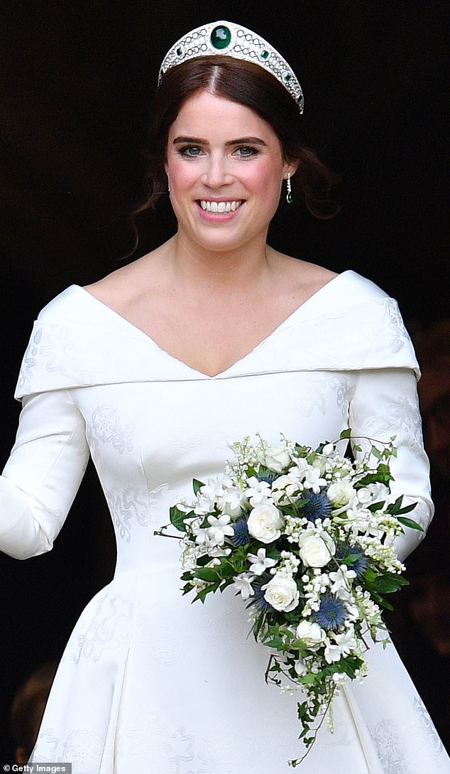 Royal Lodge has been Prince Andrew's family home for more than 20 years and Princess Eugenie (pictured) held her wedding reception there following her nuptials to Jack Brooksbank.