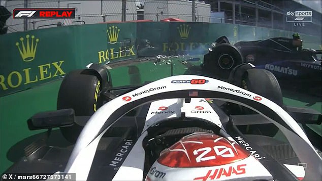 Magnussen sent Sargeant crashing, as the rear of the American's car was completely mangled.