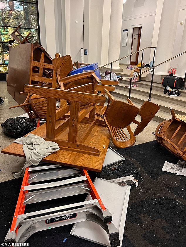 Protesters at Columbia University broke windows, overturned furniture, and caused damage throughout Hamilton Hall amid their brief occupation.