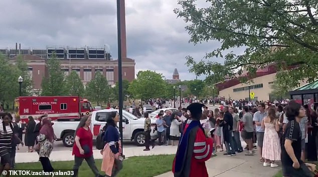 Families and students can be seen entering the stadium earlier on Sunday.