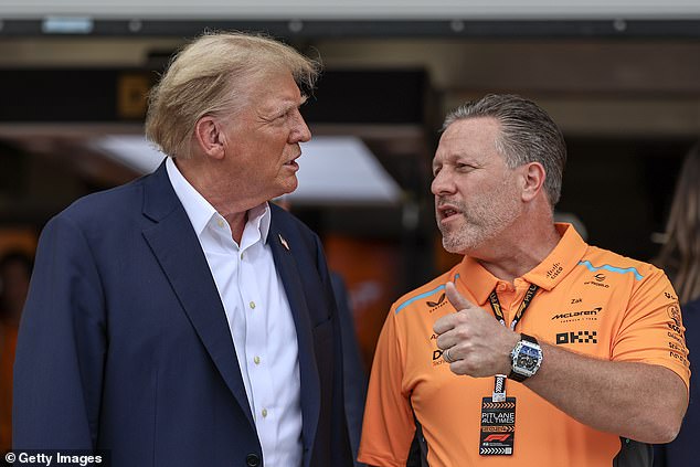 The Republican candidate spent time in McLaren's garage talking to CEO Zak Brown
