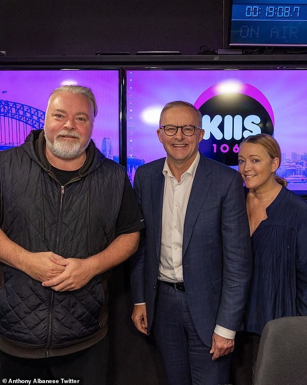 Price, 69, wrote a scathing article criticizing Prime Minister Anthony Albanese's (centre) relationship with the 52-year-old radio host (left).