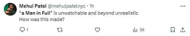 Users of X (formerly Twitter) are divided on what to make of A Man as a whole. Some users loved the miniseries while others despised it