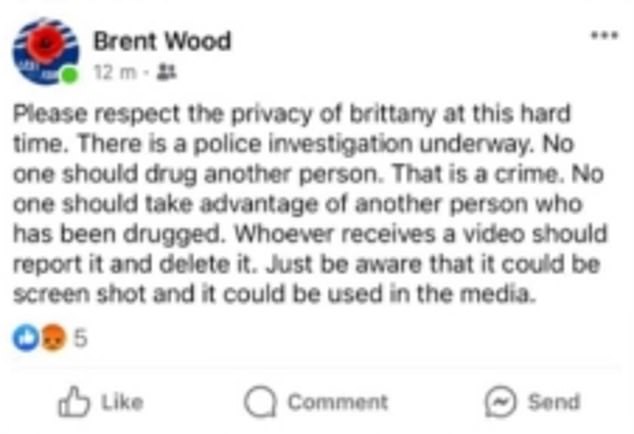 A man believed to be Brittany Lauga's current partner posted on Facebook asking people to respect the MP's privacy and report and remove the video if they receive it.