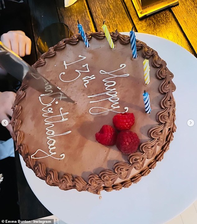 The singer also shared a photo of Tate's chocolate birthday cake that had raspberries on top.