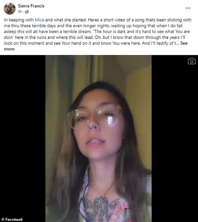 Mica's sister Sierra, seen above in a Facebook video, told DailyMail.com that the family will not be making public comments until the investigation is complete, but confirmed that the official cause of her death has not yet been determined.