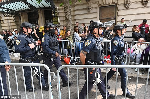 NYPD officers are seen outside the 2024 Met Gala as they prepare for any disruption.