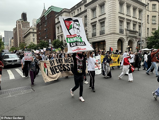 The protest was expected to move north toward the Met Gala at the Metropolitan Museum of Art.