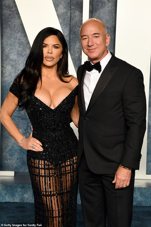 McNally, seemingly unprovoked, posted a series of photos of the couple with the caption: 'Does anyone else find Jeff Bezos' new wife Lauren Sanchez ABSOLUTELY REVOLTANT?'