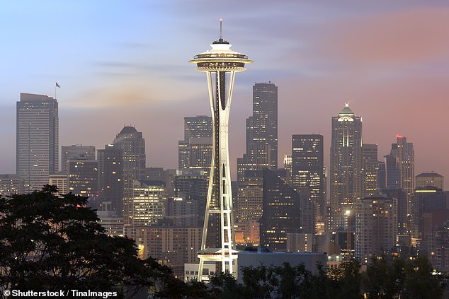 Washington did well in the infrastructure and healthcare categories, ranking seventh and 10th respectively.  Pictured: the Space Needle in Seattle