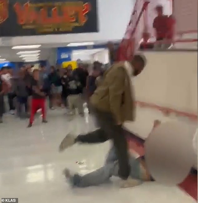 Smith, a substitute since November 2023, was on assignment when the fight broke out. He is seen here standing over the boy after knocking him down.