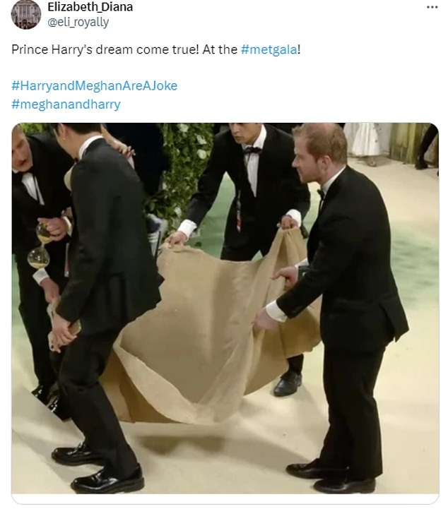 'Prince Harry's dream come true!  At the #metgala!'  an X user joked