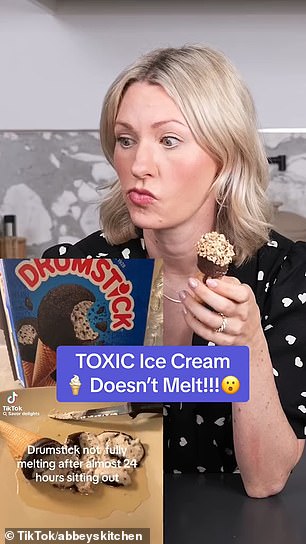 Dietitian Abbey Sharp said drumsticks may not melt quickly because they contain additives called emulsifiers, which some studies have linked to weight changes and diabetes.