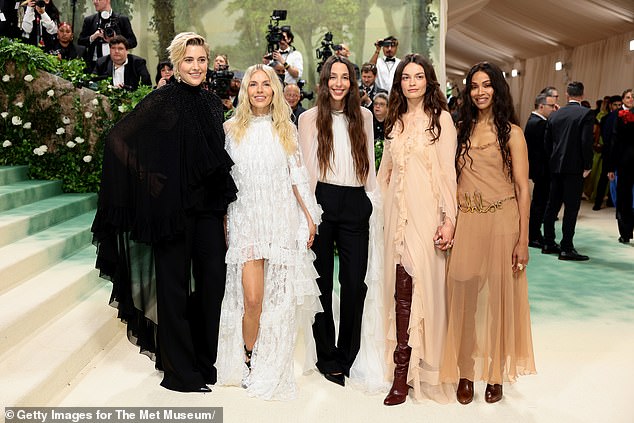 Sienna arrived hand in hand with Greta Gerwig, Chemena Kamali, Emma Mackey and Zoe Saldana.