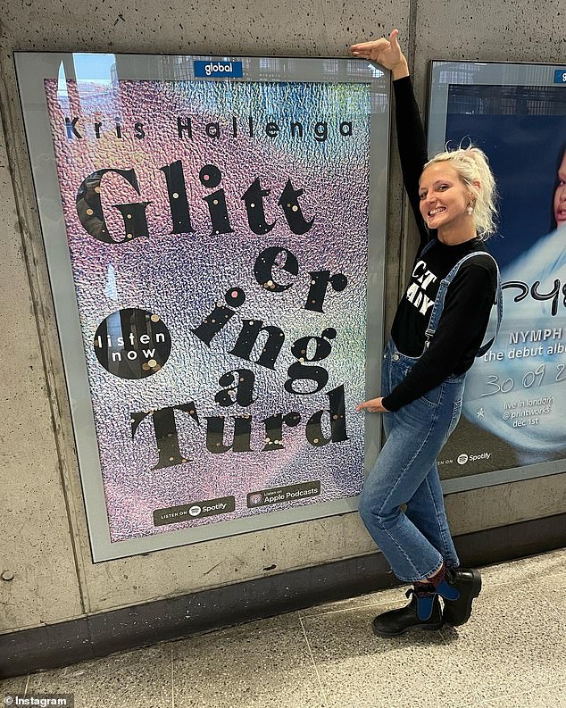 Kris is the author of the bestselling Glittering A Turd, seen here with an advertisement for her book detailing how she discovered her life after being told she would die.