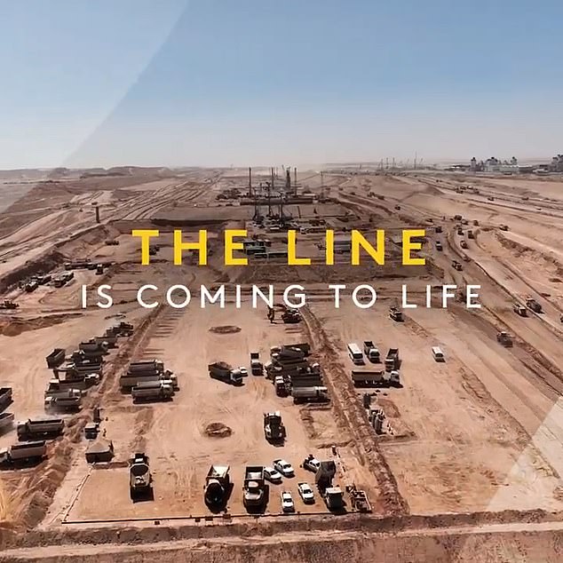 New aerial images of the construction site show a bare desert landscape with no apparent foundations.