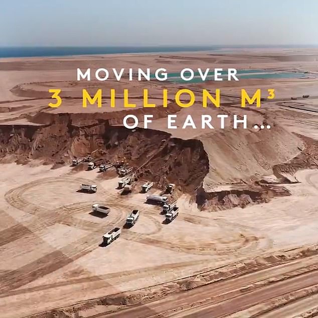 NEOM claims that three million cubic tons of earth are being moved thanks to its excavator equipment