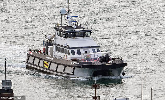 Border Force Defender escorts 50 migrants to Dover docks, Kent