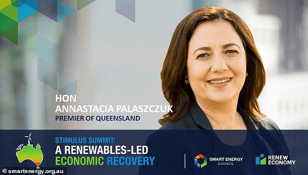 Palaszczuk previously spoke at an event hosted by the SEC in 2020 titled 'Stimulus Summit: An Economic Recovery Led by Renewables' (pictured)