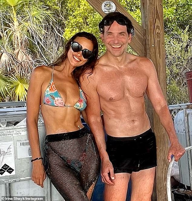 Since last October, the 29-year-old IMG model has been dating Shayk's ex-fiancé Bradley Cooper (right, pictured in 2022), with whom she is the mother of her seven-year-old daughter Lea De Seine Cooper.