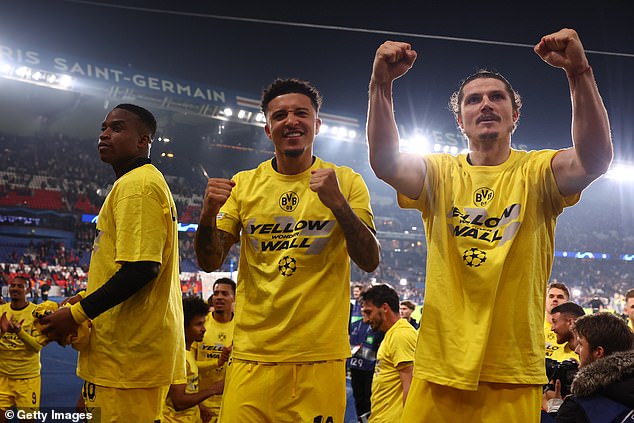 The winger also took part in the celebrations on the pitch in which Dortmund greeted their fans at the Parc des Princes.