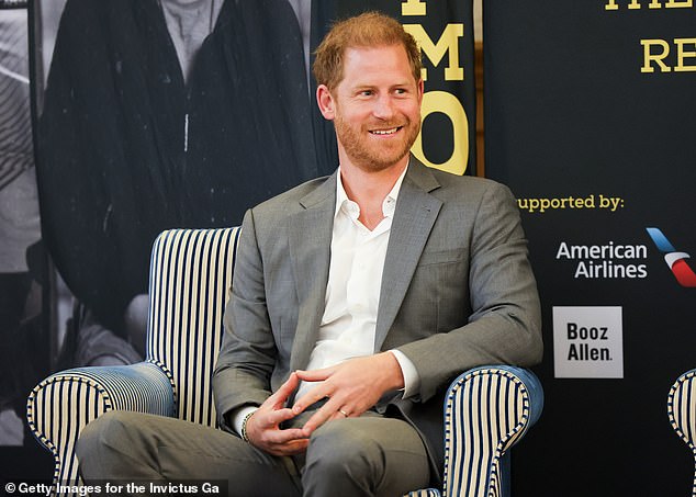 Prince Harry, patron of the Invictus Games Foundation, on stage during a debate titled 