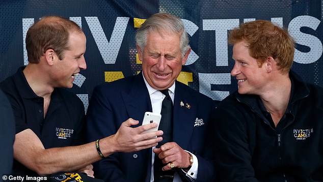 Prince Harry will give a reading at a thanksgiving service at St Paul's Cathedral, marking a decade since the inaugural competition in London in 2014. Pictured: Harry, William and Charles at the opening ceremony of the Invictus Games ten years ago.