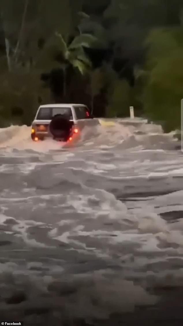 Sydney could also break a rainfall record; twice, in 1943 and 2022, 16 consecutive days of more than 1mm of rain were recorded at the Observatory Hill weather station (pictured, flooding in Queensland over the weekend)