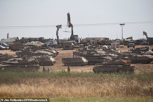 Israeli bombing inside Rafah in the southern Gaza Strip, seen from inside southern Israel on May 7, 2024.