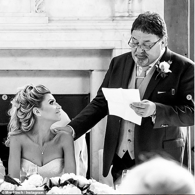 Mrs Hinch shared another photo of her father reading his speech at her wedding.