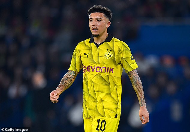 Jadon Sancho couldn't match his performance in the first leg, but he still worked hard throughout the game.