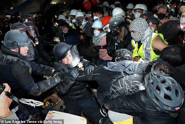 Police clash with pro-Palestinian protesters after order to disperse at UCLA