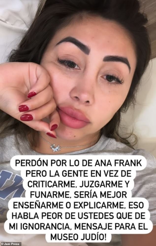 In response to the reaction (pictured), the Chilean influencer apologized to those who were offended by her comments.