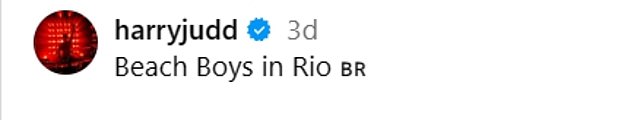 Standing with their arms around each other, the boys looked relaxed as they enjoyed a lazy day on the beach amid their latest series of shows in Brazil.