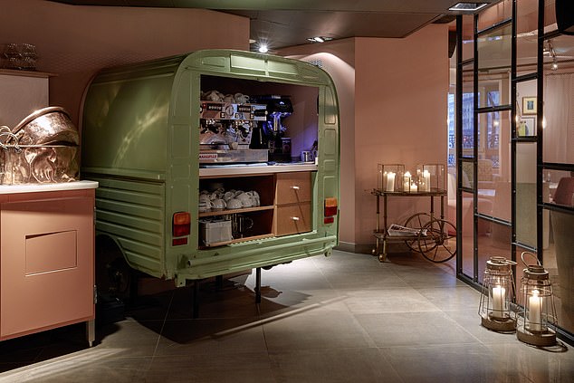 A 'wonderful' coffee station installed in the back of a vintage Citroen Acadiane