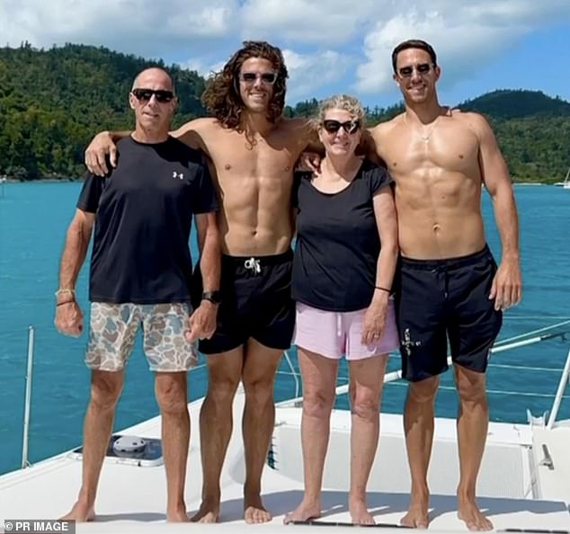 Australian brothers Jake, 30 (right) and Callum Robinson, 32 (left), are pictured with their parents Debra and Martin.