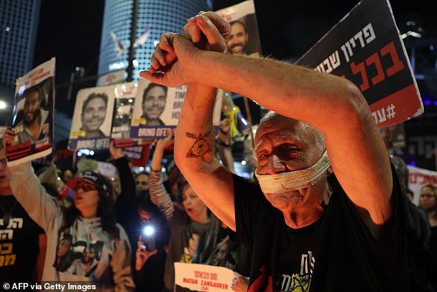 Relatives and supporters of the hostages held in Gaza call for their release from Tel Aviv, Israel, on May 6, 2024.