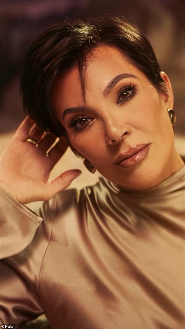 Mom Kris Jenner was also seen. Her portrait was in the foreground as she modeled a gold dress.