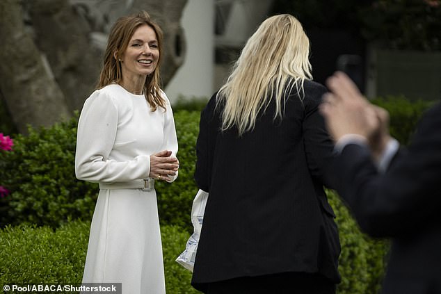 The former Spice Girl was seen greeting Joe and Jill Biden as they took off on Marine One from the South Lawn.