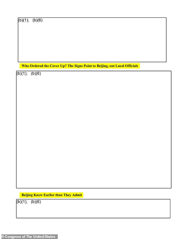 The above shows redacted emails released by the State Department related to the investigation into the origins of Covid-19.