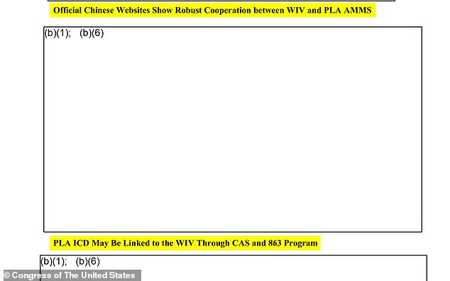 The above shows redacted emails released by the State Department related to the investigation into the origins of Covid-19.