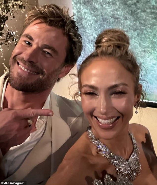 On Wednesday, Lopez shared some selfies from the event with her co-chairs Hemsworth, 40, and Bad Bunny, 30.