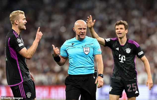 De Ligt (left) had led the protests on the pitch, but the VAR was unable to intervene in the situation.