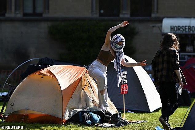 Students occupy parts of British university campuses to protest in support of Palestinians in Gaza, amid the ongoing conflict between Israel and the Palestinian Islamist group Hamas, in Oxford, Britain, on May 7.