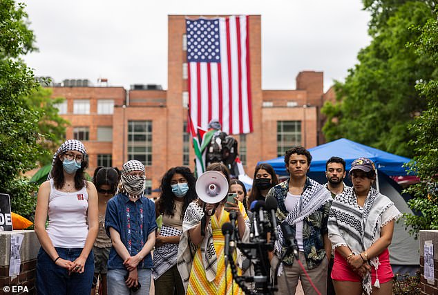 GWU student protesters occupied one of the school's lawns for weeks.