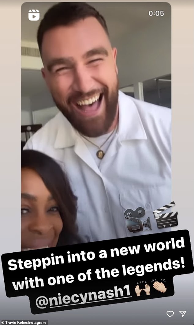 Kelce reposted a video with actress Niecy Nash-Betts as she 'enters' the world of acting.