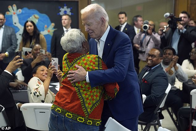 President Joe Biden meets with campaign volunteers at the Dr. John Bryant Community Center in Racine, Wisconsin.