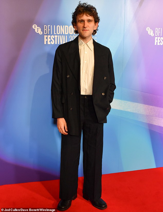 The Queen's Gambit actor Harry Melling, pictured last October, plays the shy Colin, whose monotonous suburban life falls apart when he meets Alexander's character Ray.