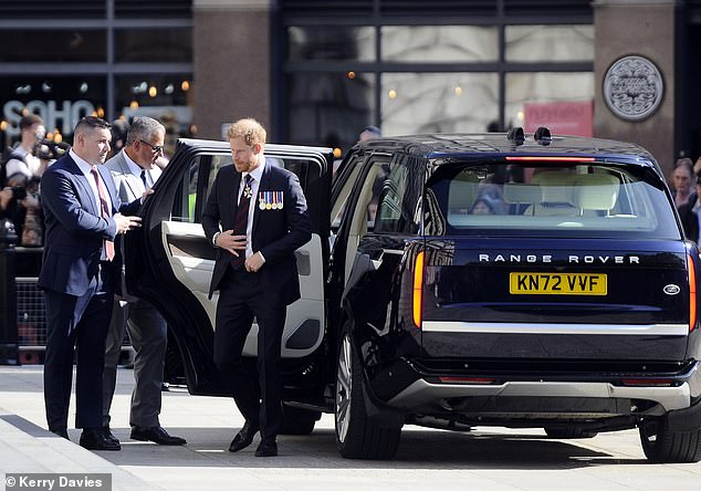 Prince Harry arrives at the Invictus Games Service at St Paul's Cathedral